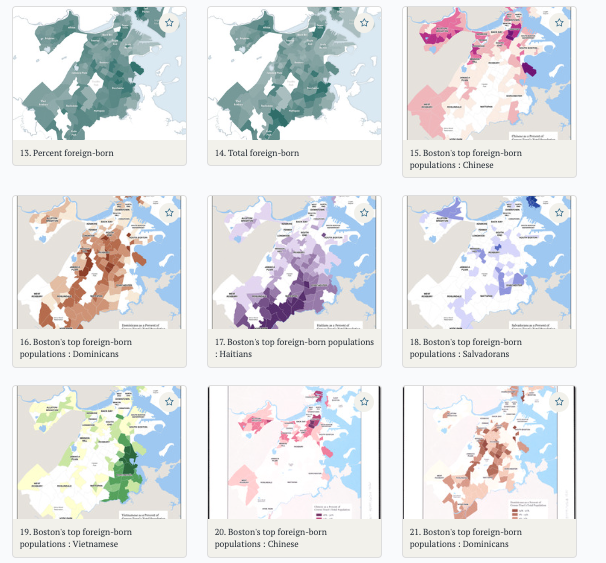 A screenshot of our digital collections portal with numerous choropleth maps