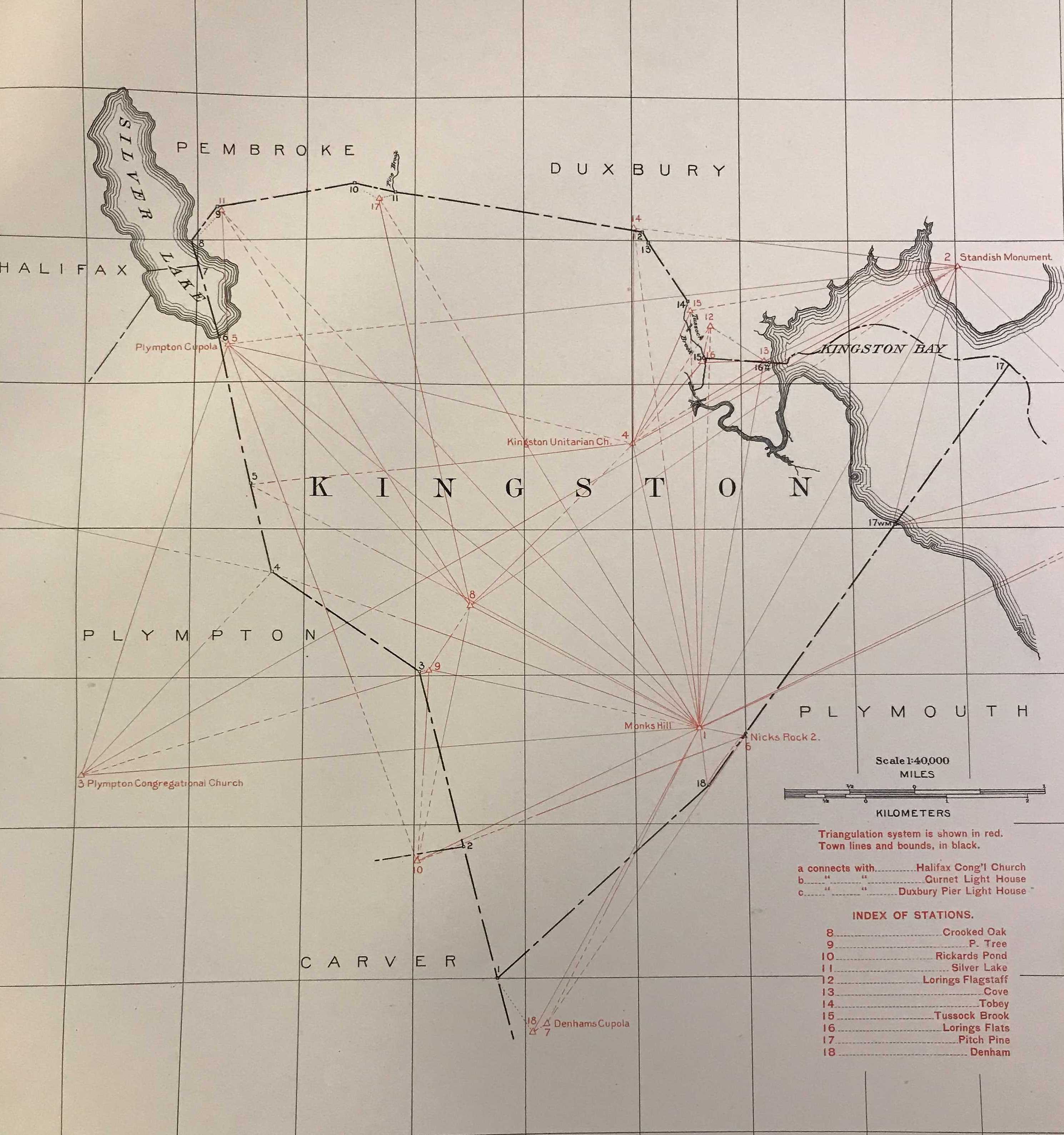 Map from the 1899 Kingston atlas showing survey locations