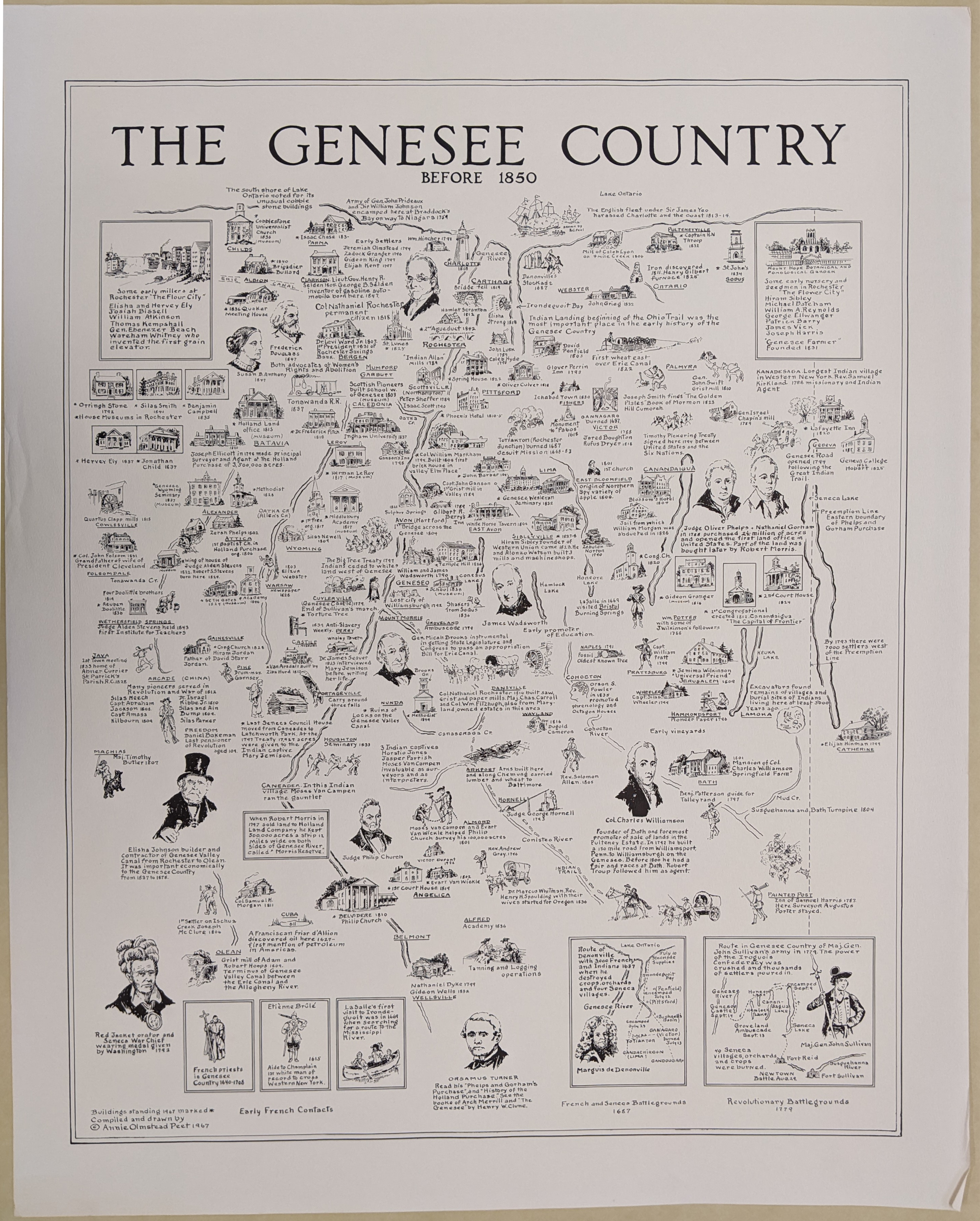 Pictorial map of the Genesee Country before 1850